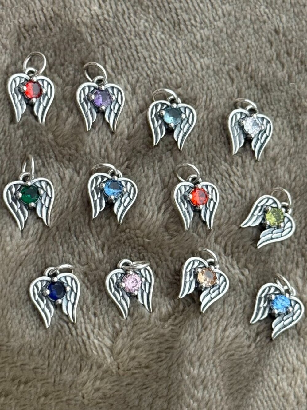 Angel Wings Birthstone Charm-Garnet